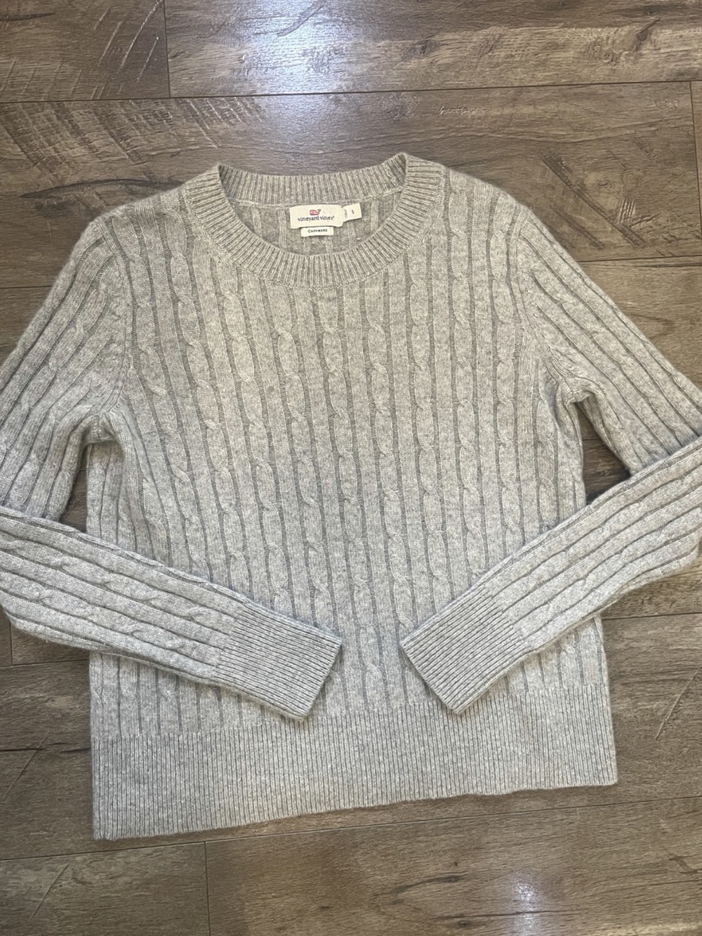Vineyard Vines 100% Cashmere Cable Knit Sweater Gray Women’s Size Small